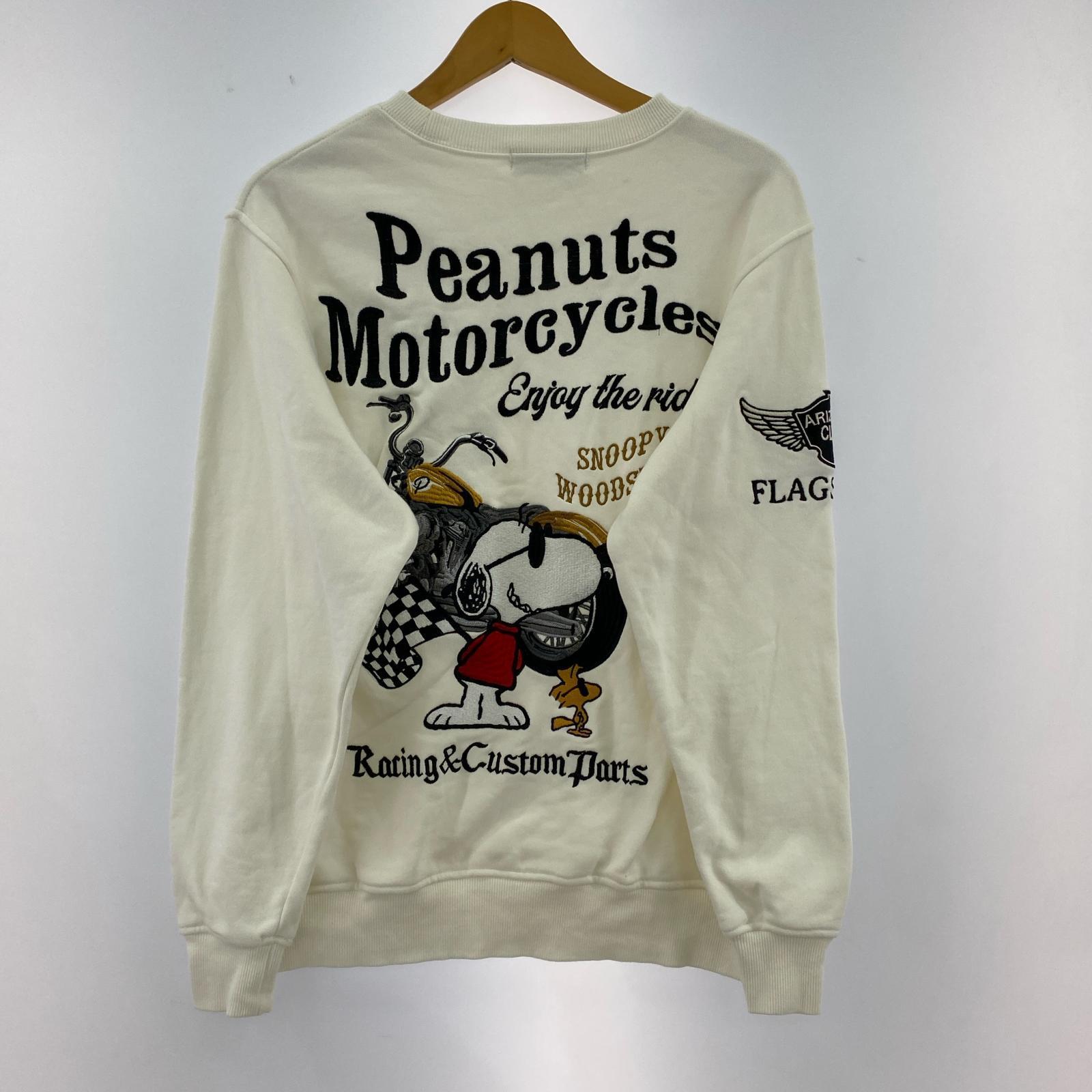 スウェット PEANUTS スヌーピー刺繍スウェット 白 (M) M ホワイト
