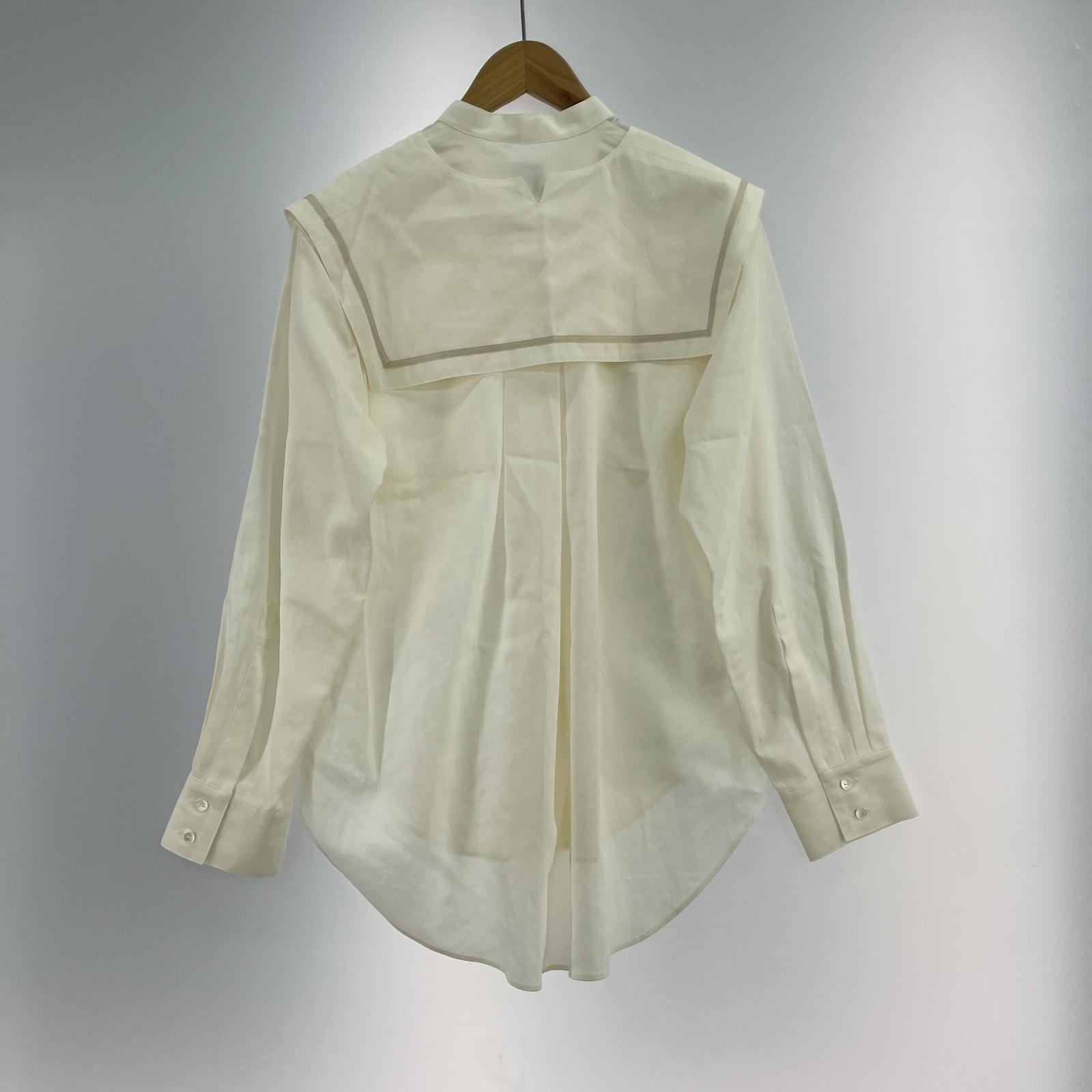 長袖シャツ コットンセーラーシャツブラウス/WHT 36 ホワイト