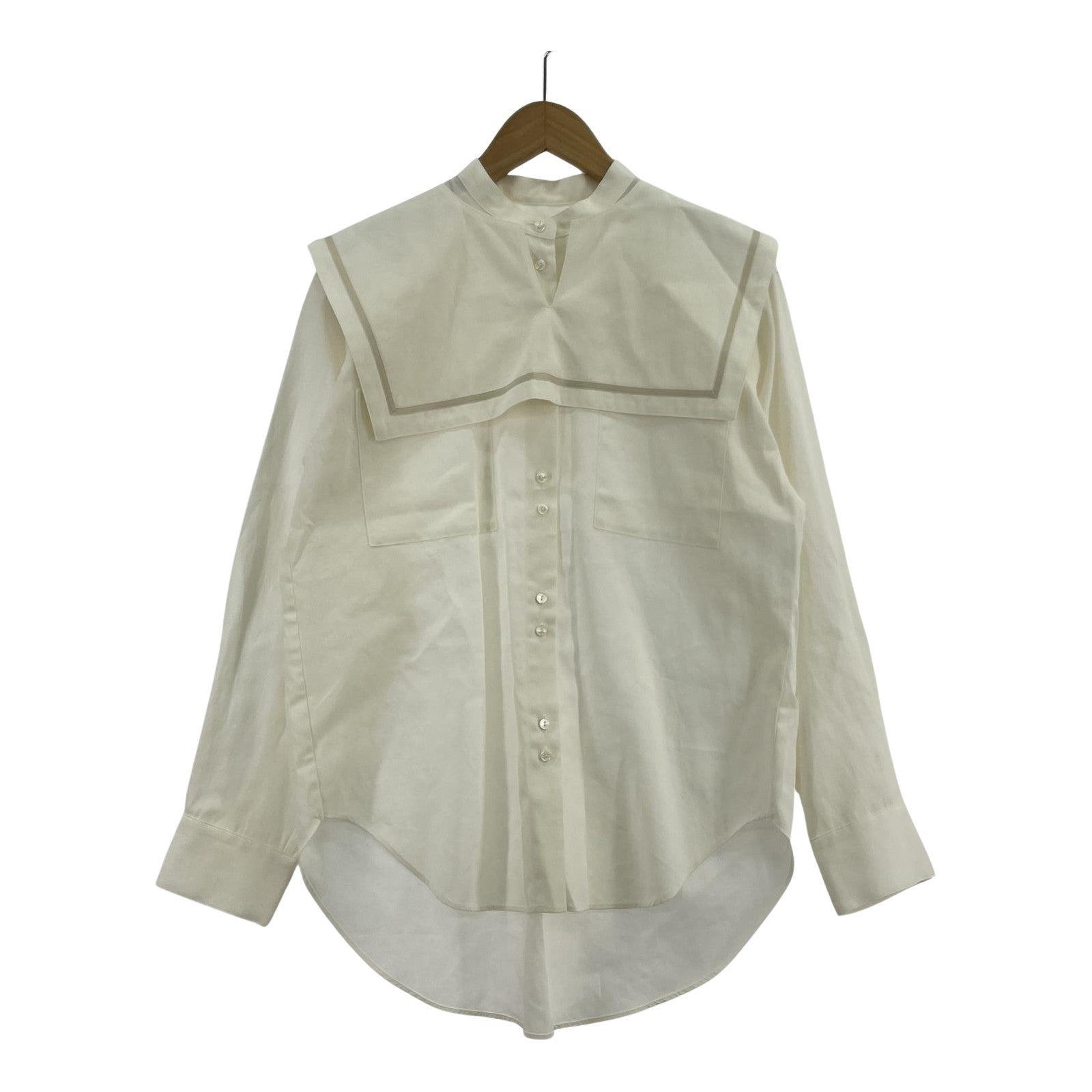 長袖シャツ コットンセーラーシャツブラウス/WHT 36 ホワイト
