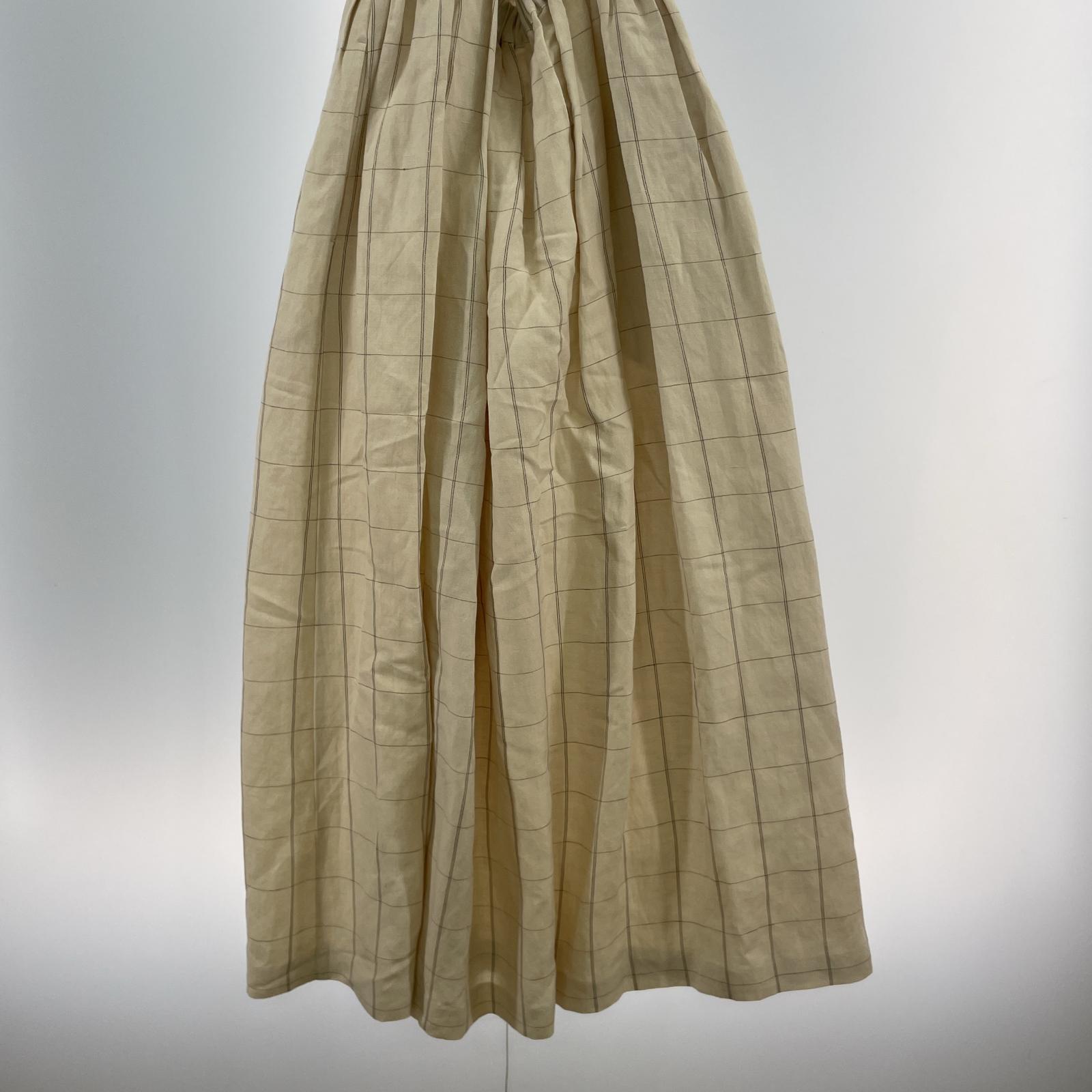 ワンピース SILK CHECK DRESS 36 ホワイト