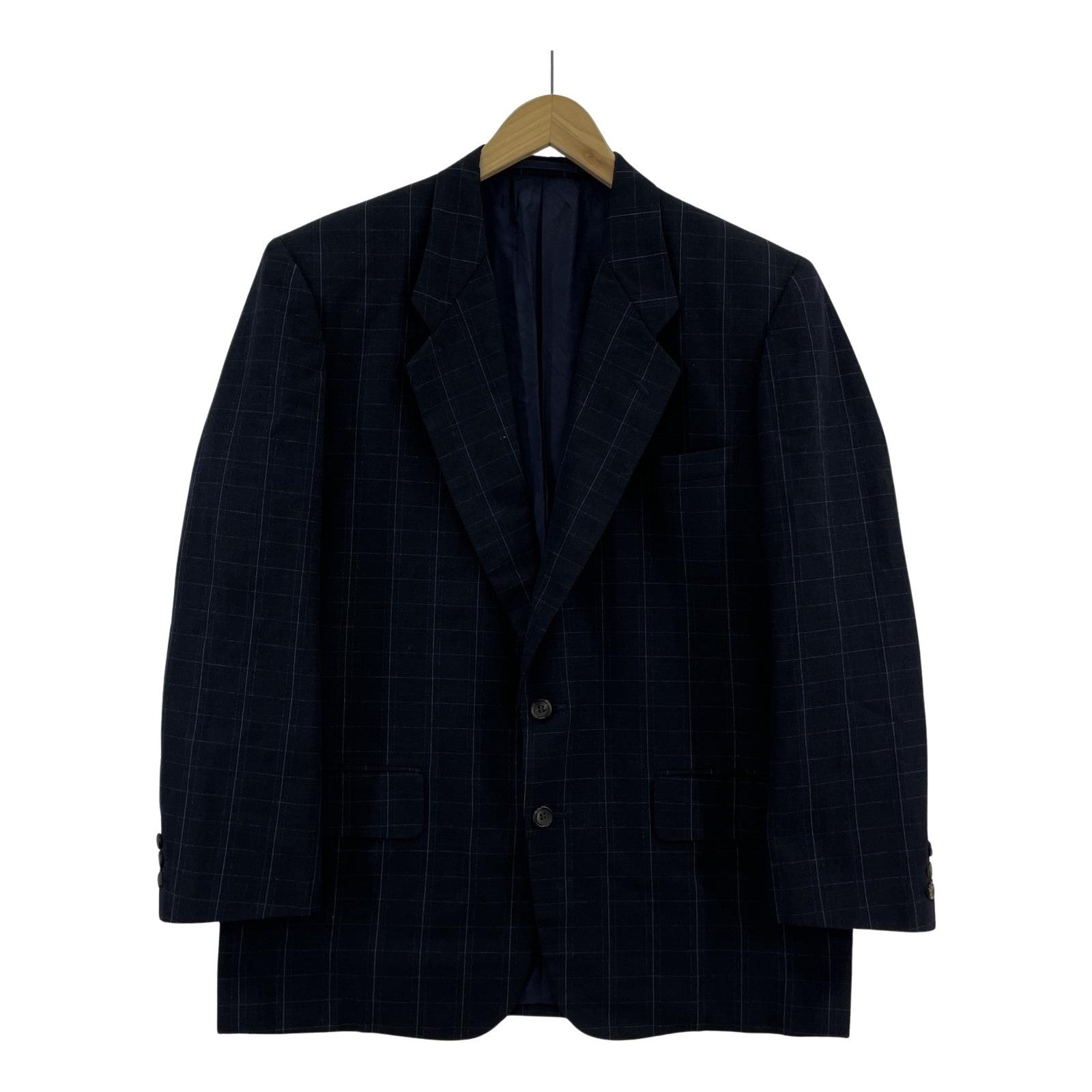 ジャケット COMME des GARCONS HOMME 80s チェック ウールジャケット M ネイビー M ネイビー