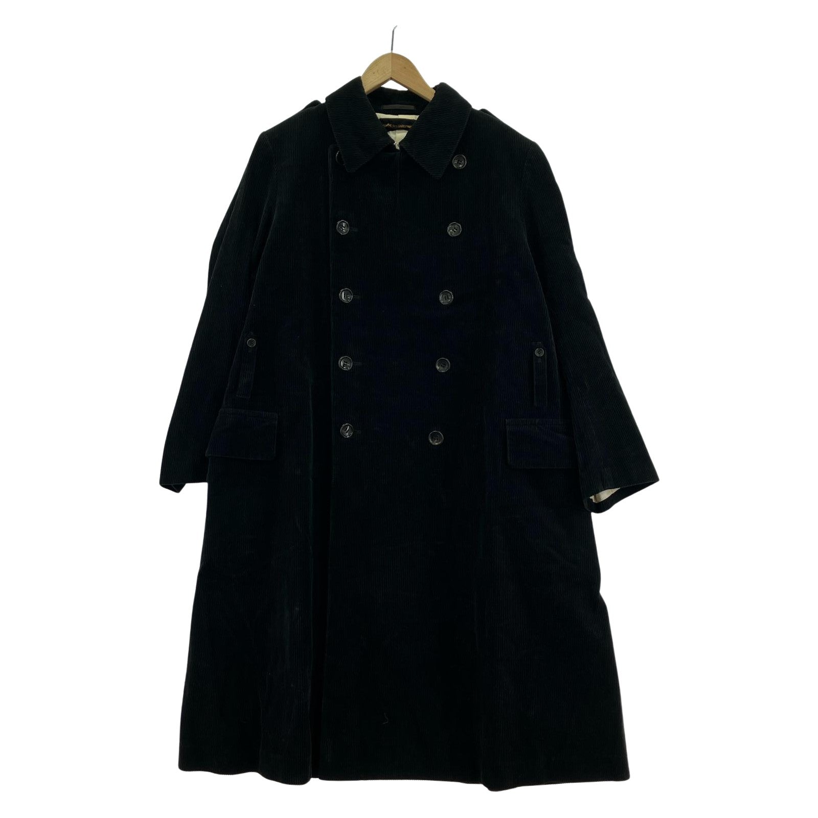 ジャケット COMME des GARCONS 90s 本ライン コーデュロイ ロングコート ブラック ブラック
