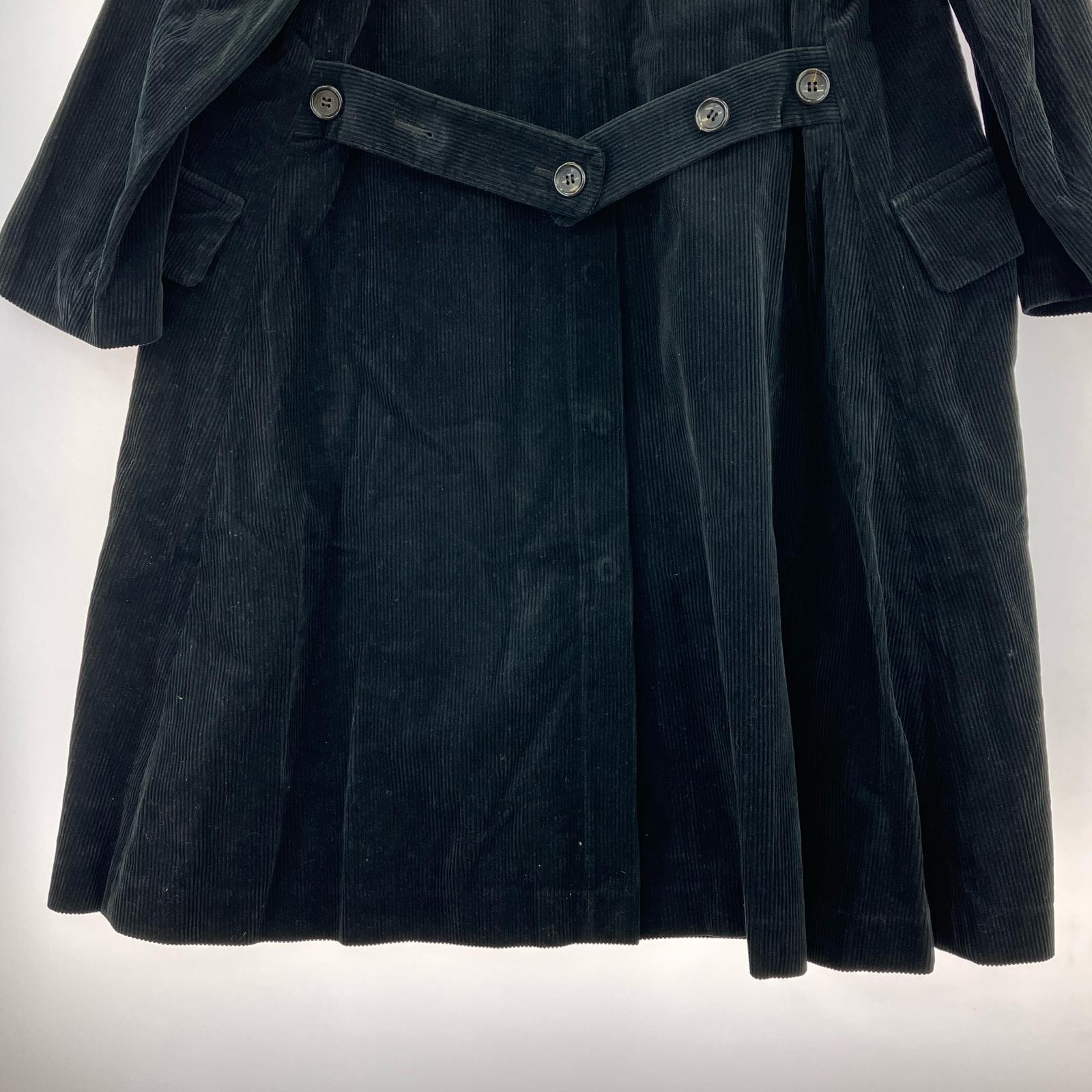 ジャケット COMME des GARCONS 90s 本ライン コーデュロイ ロングコート ブラック ブラック