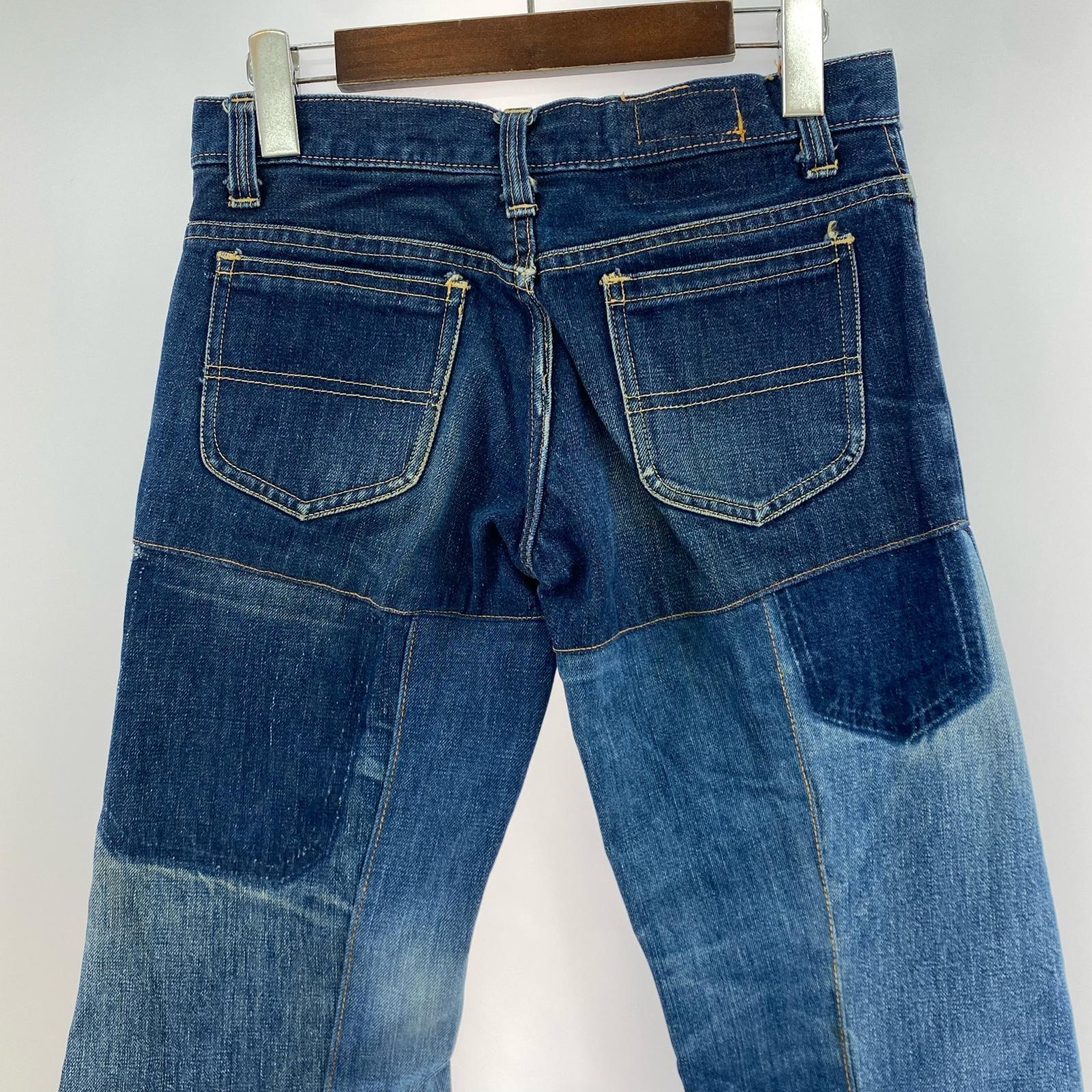 デニムパンツ OZ リメイク パッチワーク フレアデニムパンツ インディゴ (W28) 28