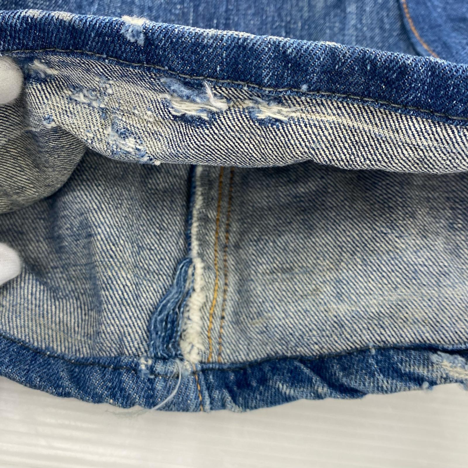 デニムパンツ OZ リメイク パッチワーク フレアデニムパンツ インディゴ (W28) 28