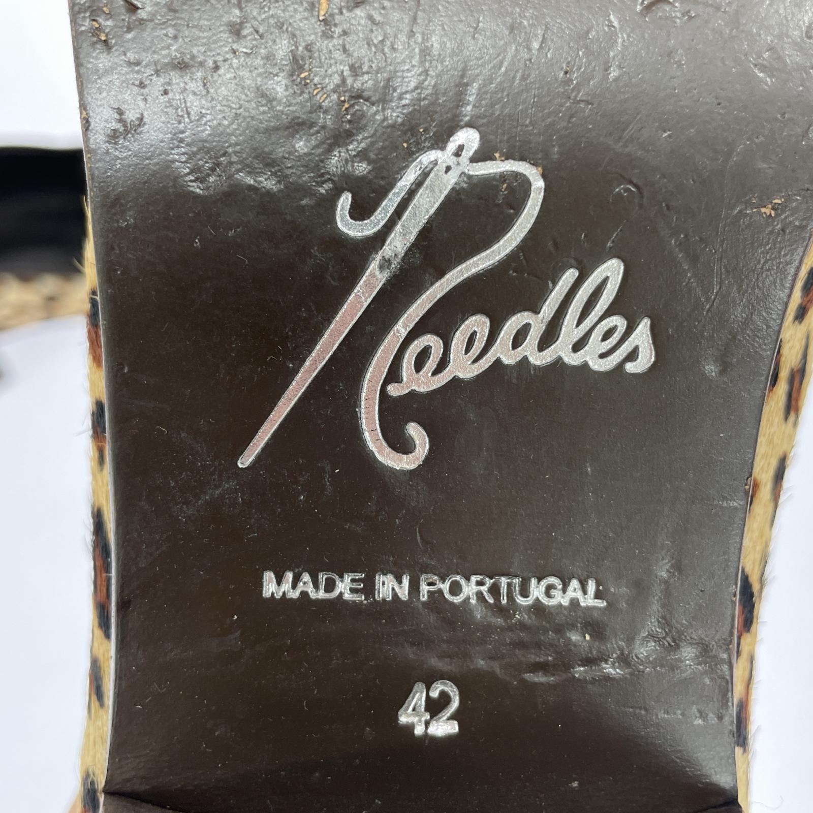 シューズ Needles レオパード ハラコ ヒール ビットシューズ 42 42