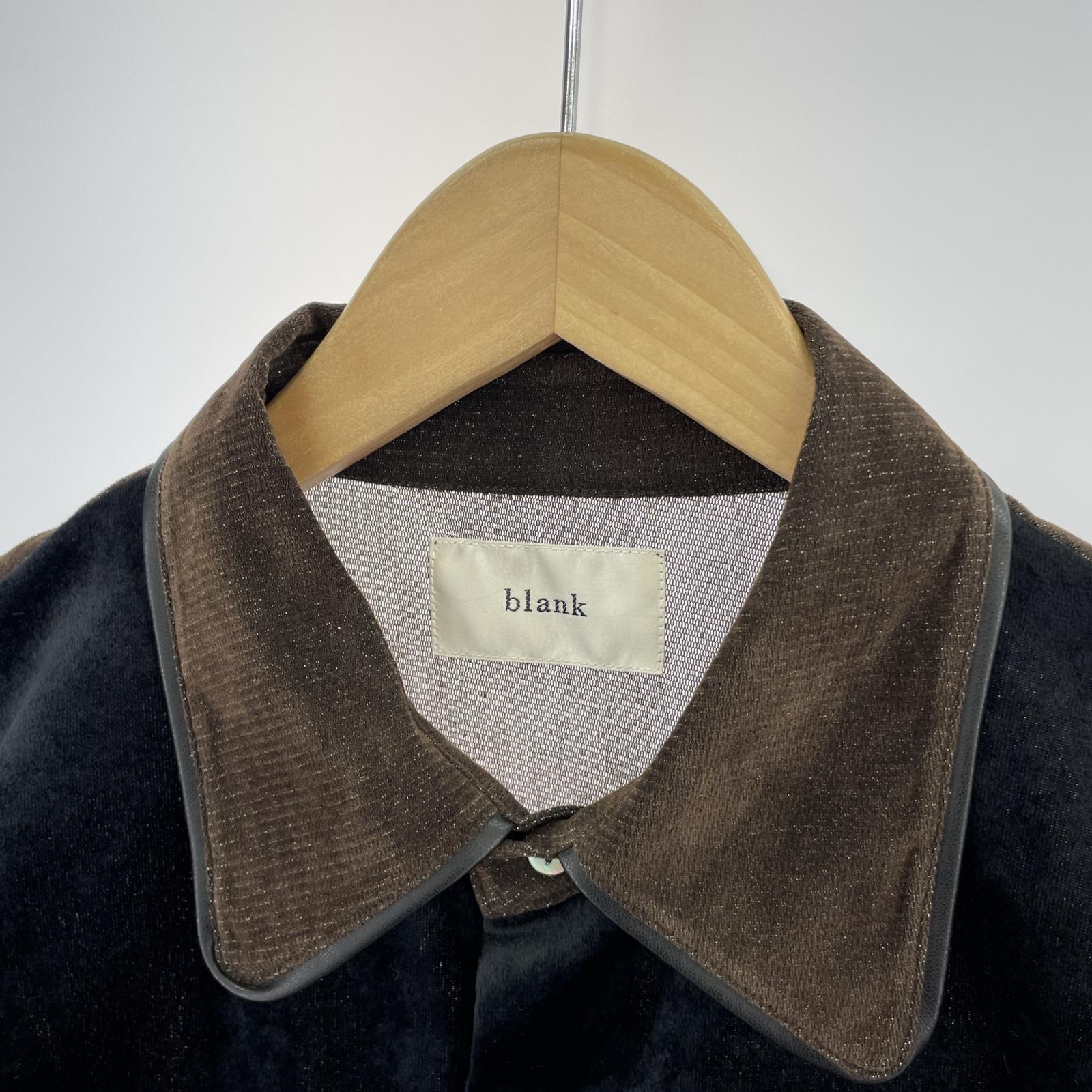 長袖シャツ blank PIPING SPARKLY VELOUR SHIRT ベロアシャツ 0 ブラウン×ブラック 0