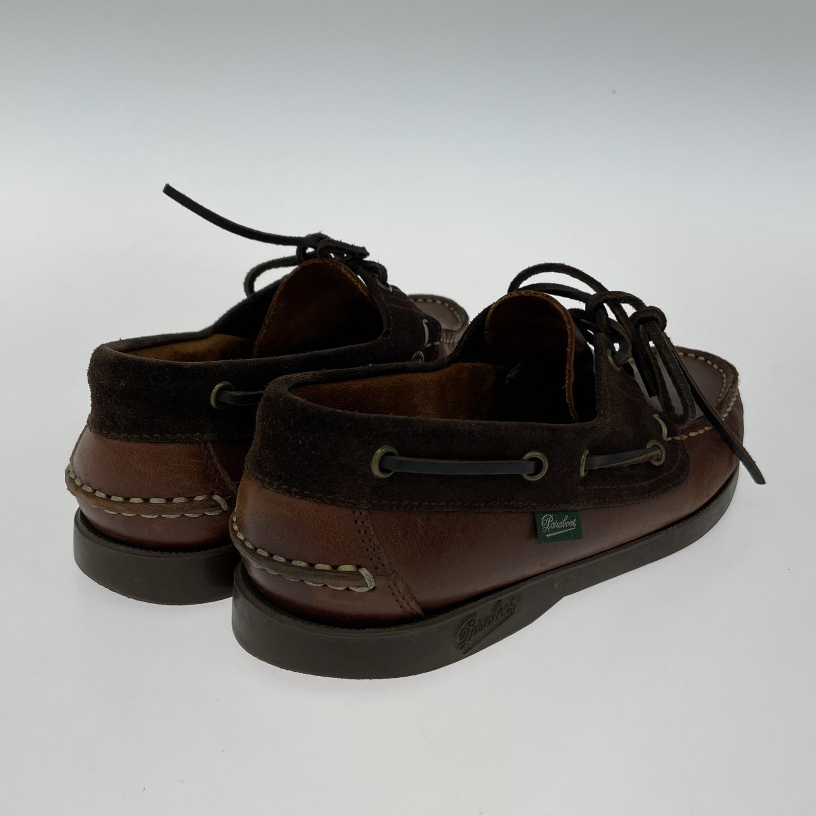 シューズ BEAMS F レザーデッキシューズ ブラウン
