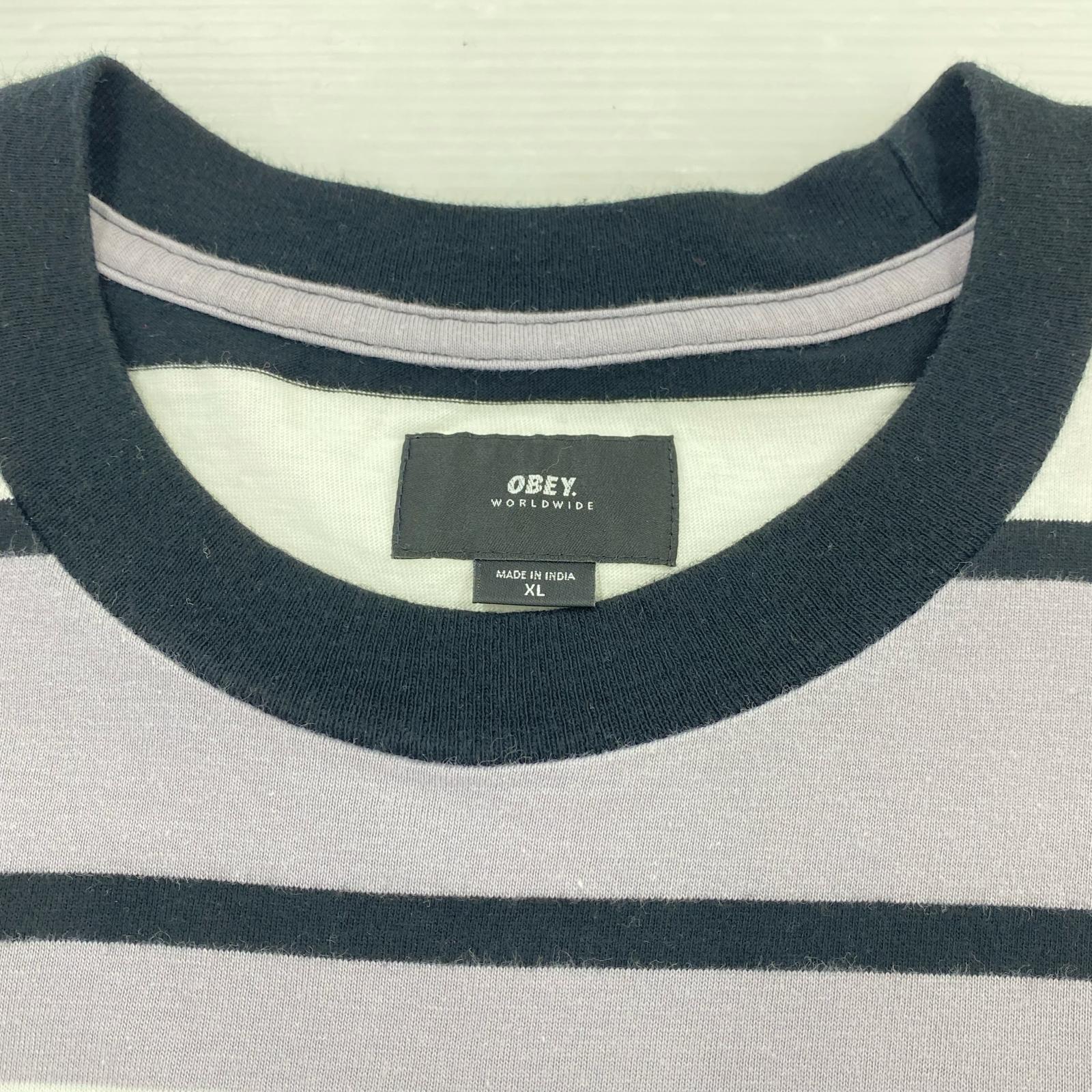 半袖Tシャツ ボーダー 灰 (XL) グレー