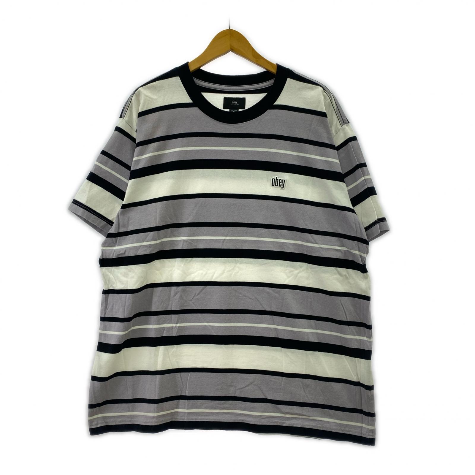 半袖Tシャツ ボーダー 灰 (XL) グレー