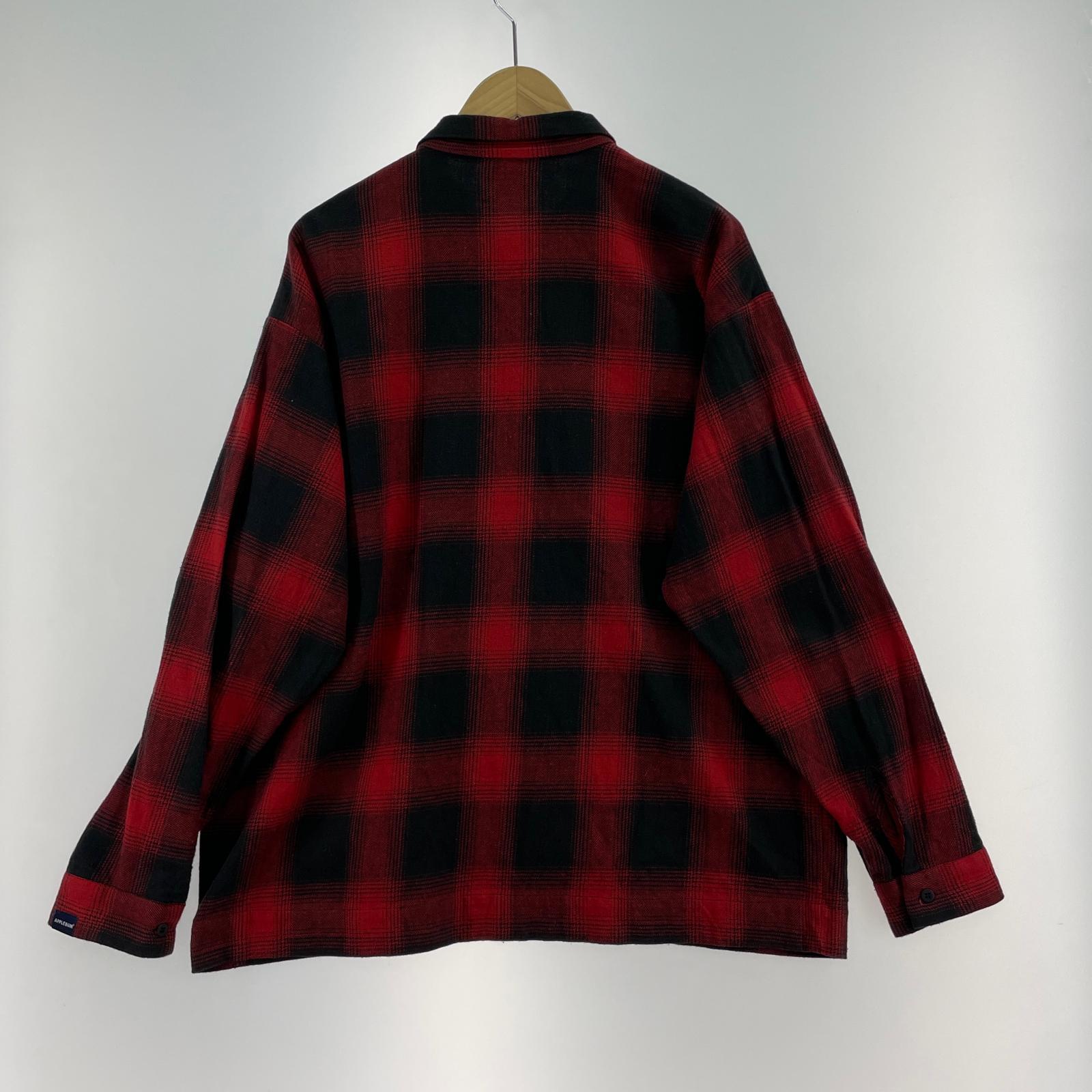 長袖シャツ チェック 赤 (XL) LL