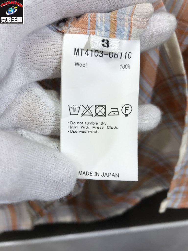 長袖シャツ WOOL BAND COLLAR SHIRTS (3)