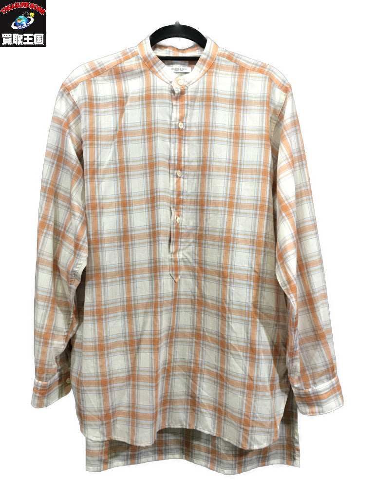 長袖シャツ WOOL BAND COLLAR SHIRTS (3)
