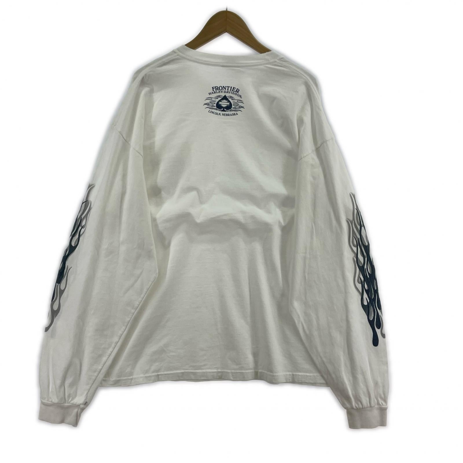 半袖Tシャツ 00s Flame Print L/S Tee WHT XL ホワイト