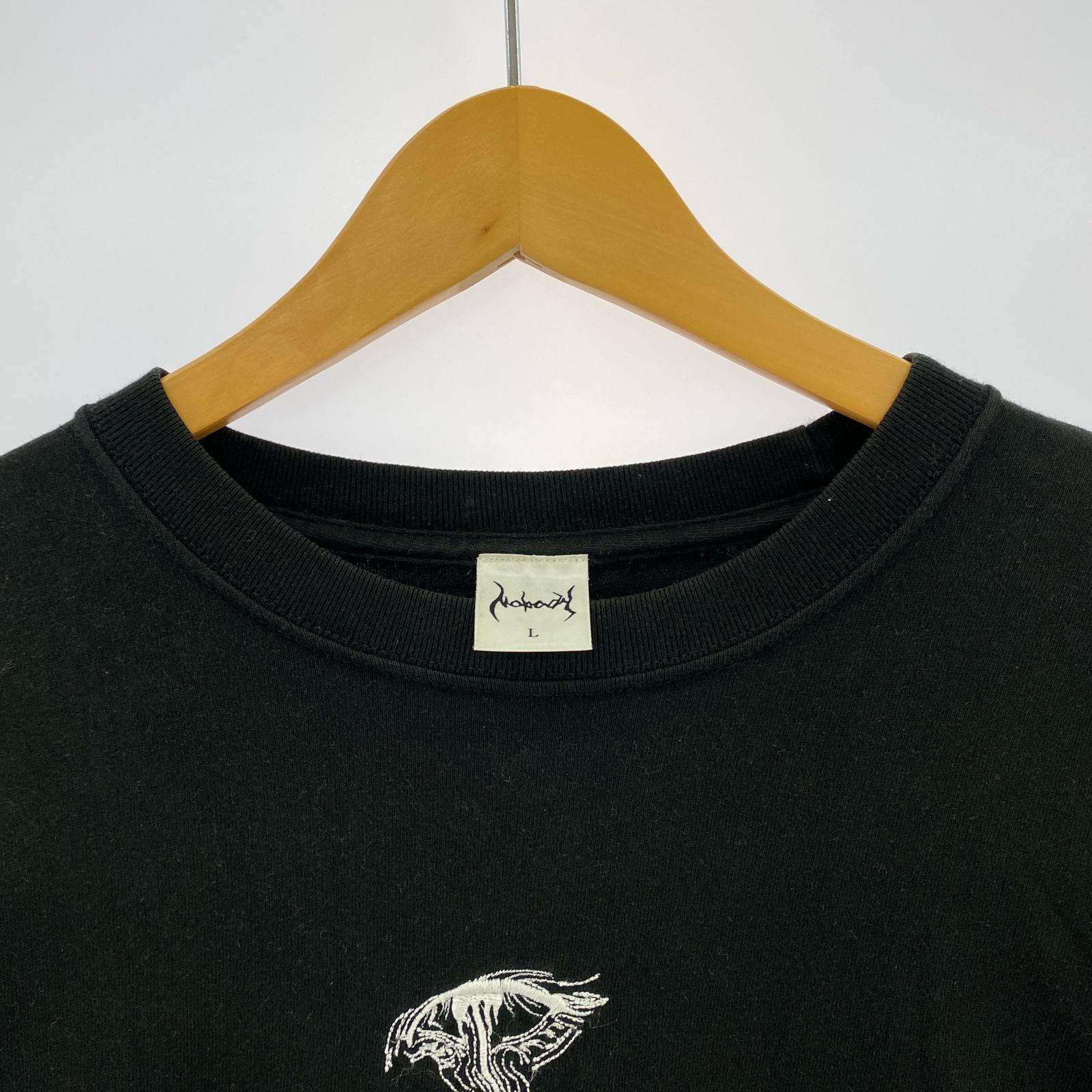 長袖Tシャツ nobody 刺繍LSカットソー/黒/L L ブラック