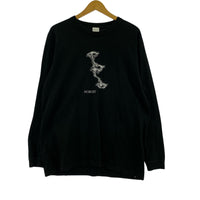 長袖Tシャツ nobody 刺繍LSカットソー/黒/L L ブラック