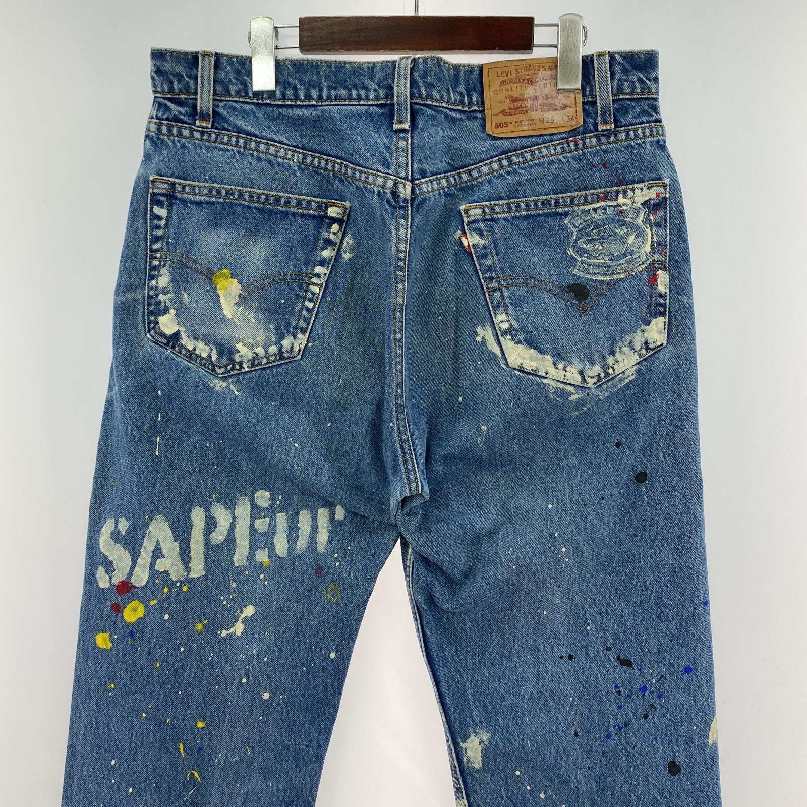 デニムパンツ ×Levi's 505 リメイクペイントデニム W36L34