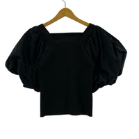 半袖Tシャツ SYSORUS パフスリーブ切替ニットソー BLK フリー ブラック