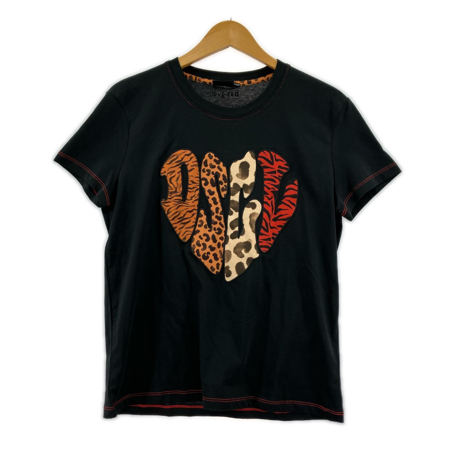 半袖Tシャツ パッチ アニマルプリントTEE/ブラック M ブラック