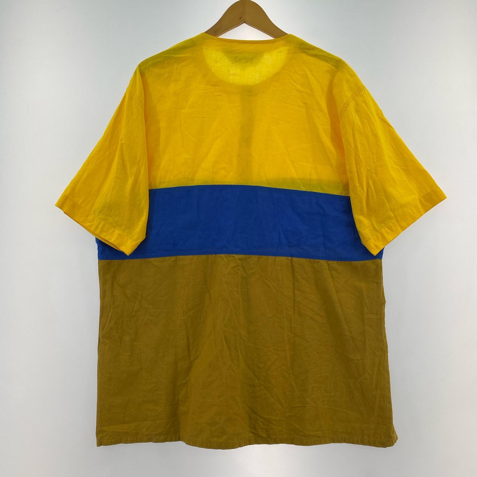 半袖シャツ EURO 70s ノーカラー コットン 半袖シャツ 4