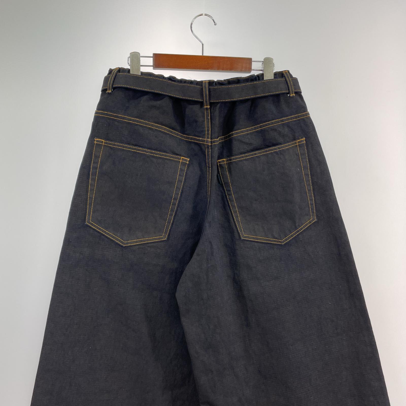 デニムパンツ Sacai BELTEED BAGGY FLAIR DENIM PANTS ベルテッドデニム 2 ブラック×インディゴ 2 ブラック