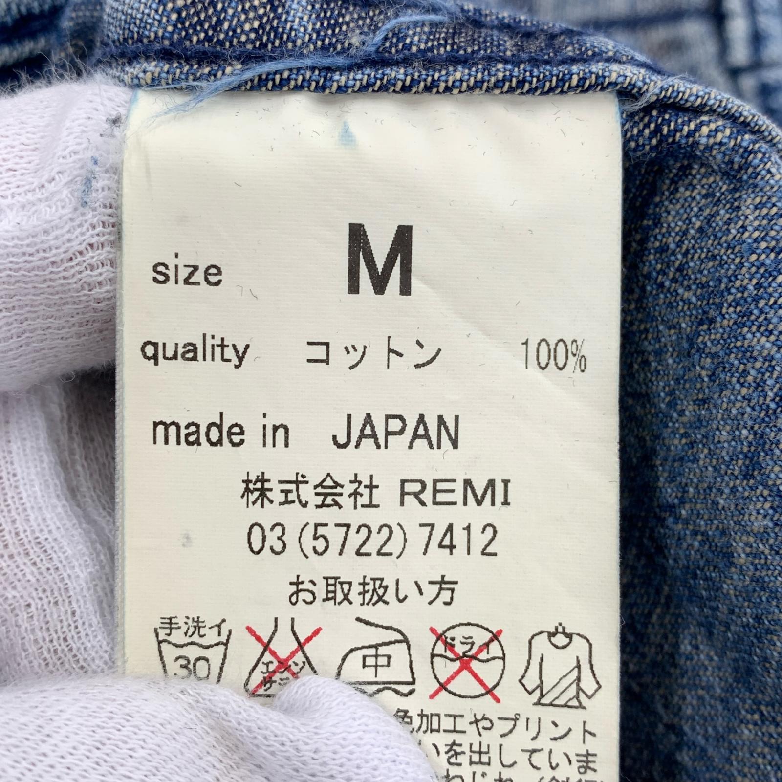 長袖シャツ REMI RELIEF スカルスタッズ デニムシャツ ブルー M ブルー