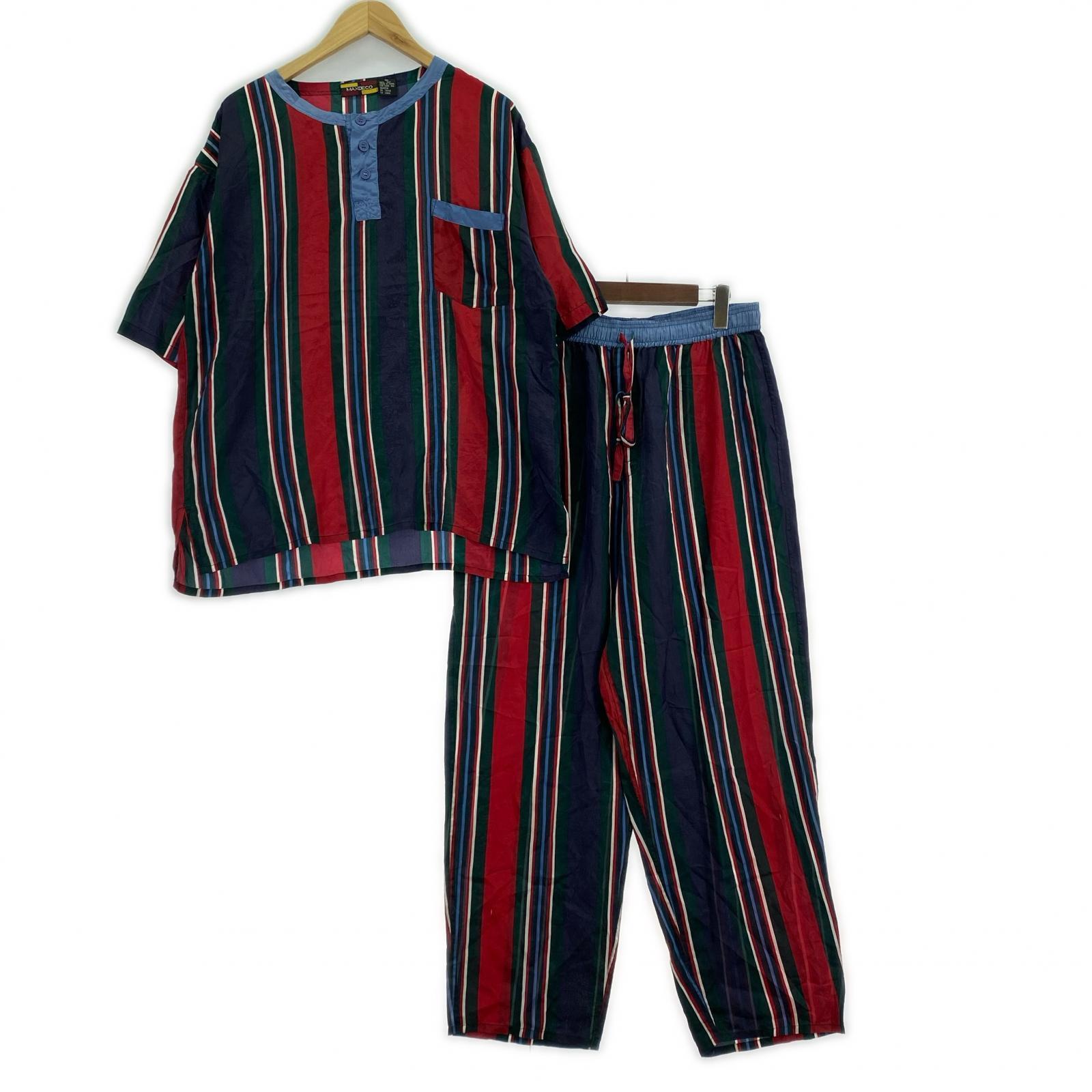 半袖シャツ MAXDECO 90S シルクシャツ セットアップ ストライプ マルチカラー