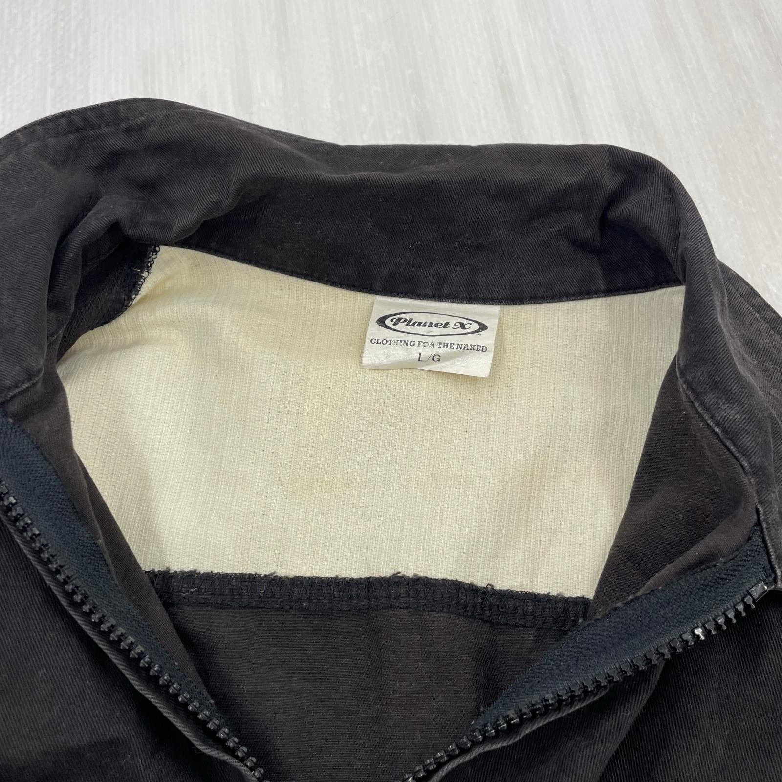 半袖シャツ 80s PlanetX ジップアップ 黒(L) L ブラック