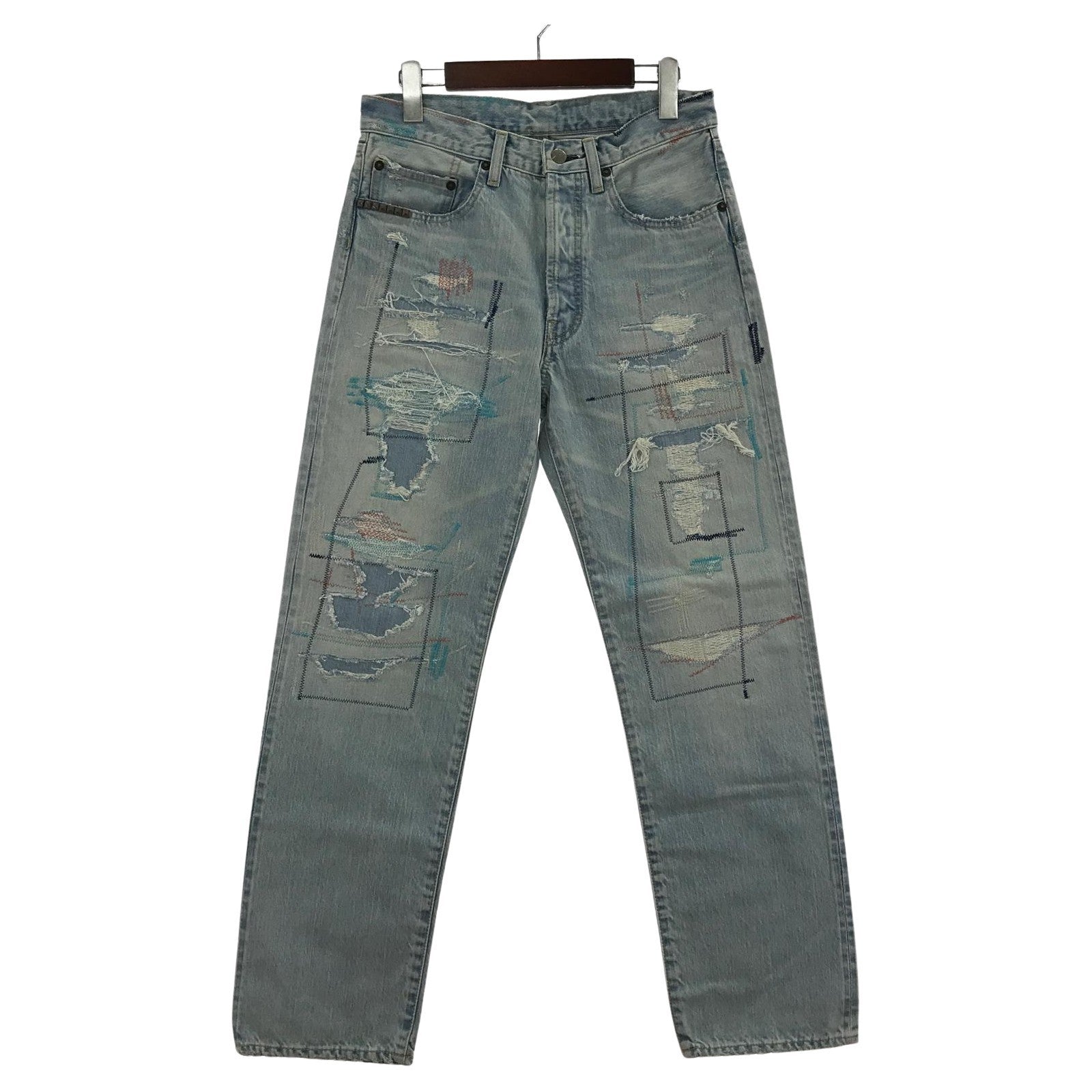 デニムパンツ 25SS CZSR加工 リペアデニム 28 28 ブルー