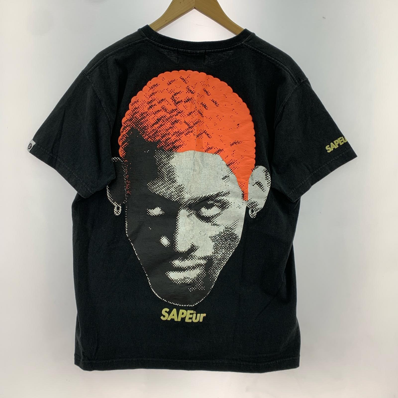 半袖Tシャツ 両面 ロッドマン 黒 オレンジ XL ブラック