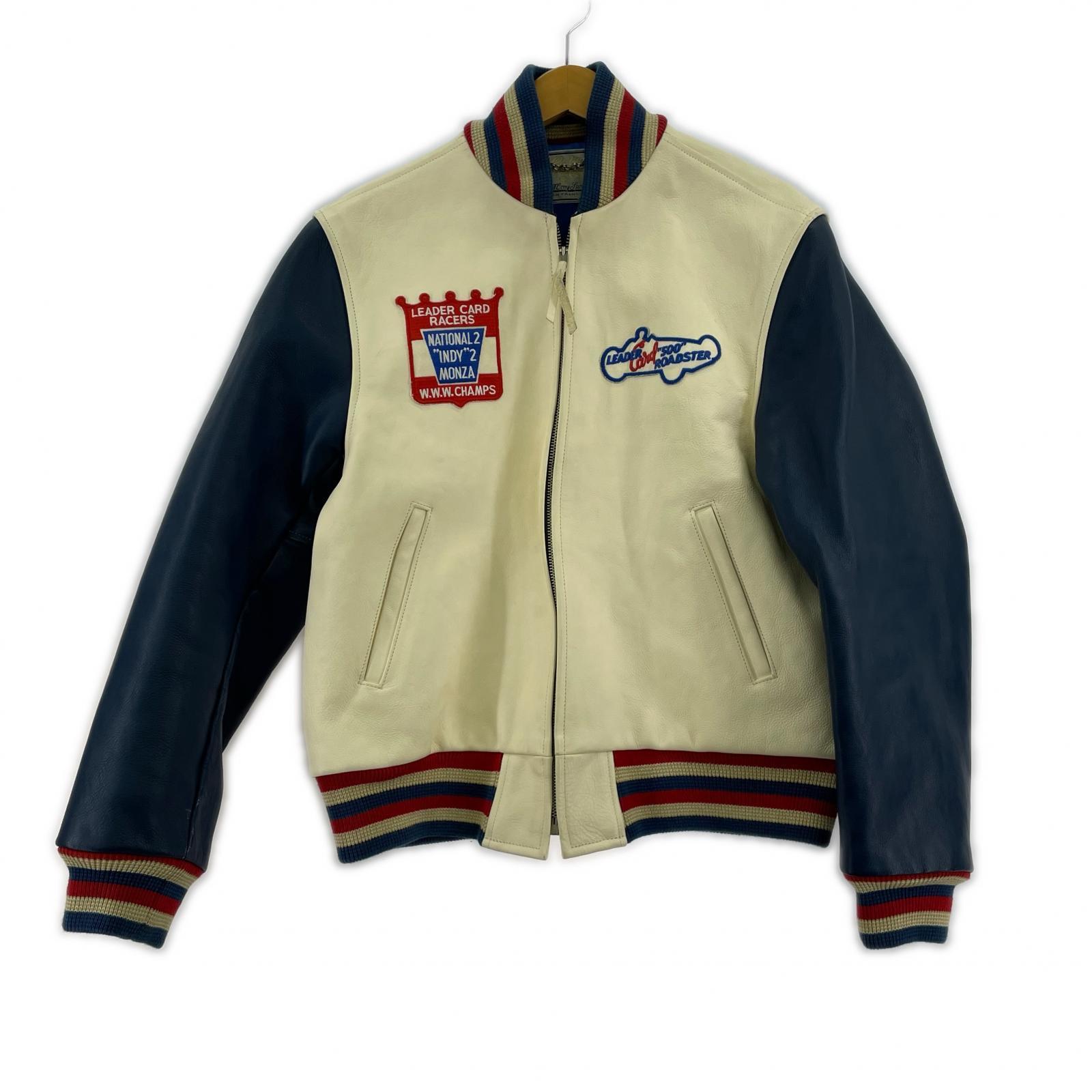 レザージャケット AWARD JACKET LEADER CARD RACERS 白紺 40 40