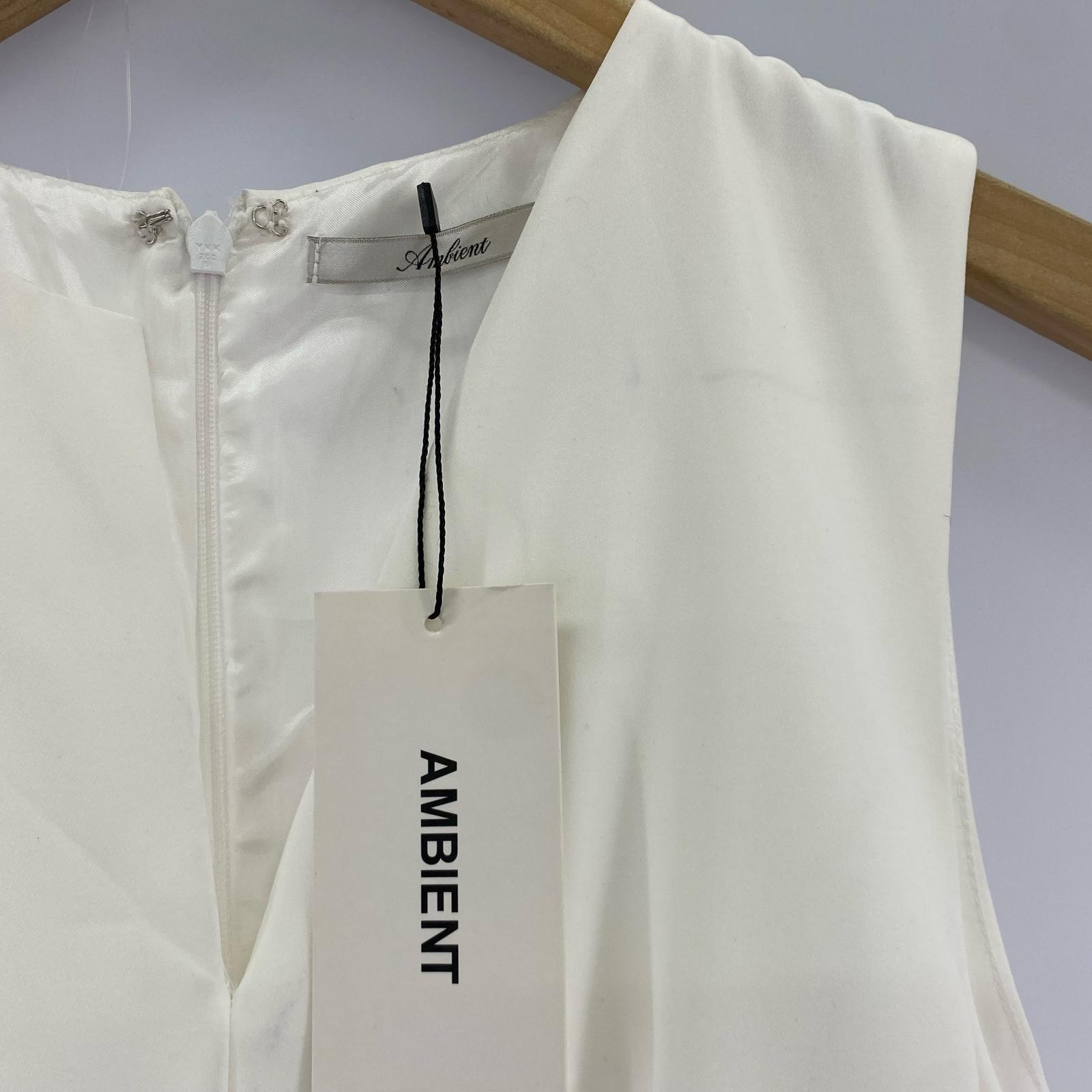 サロペット AMBIENT ネックスリットオールインワン WHT S S ホワイト