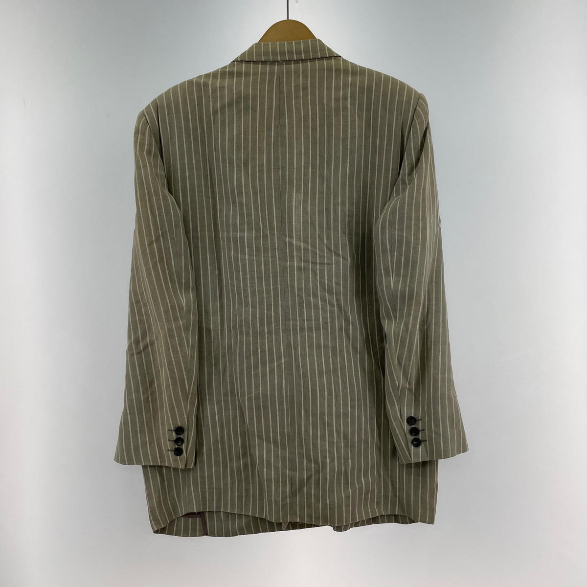 ジャケット COMME des GARCONS 80s リネン ストライプ ダブルブレストジャケット M グレー M ベージュ