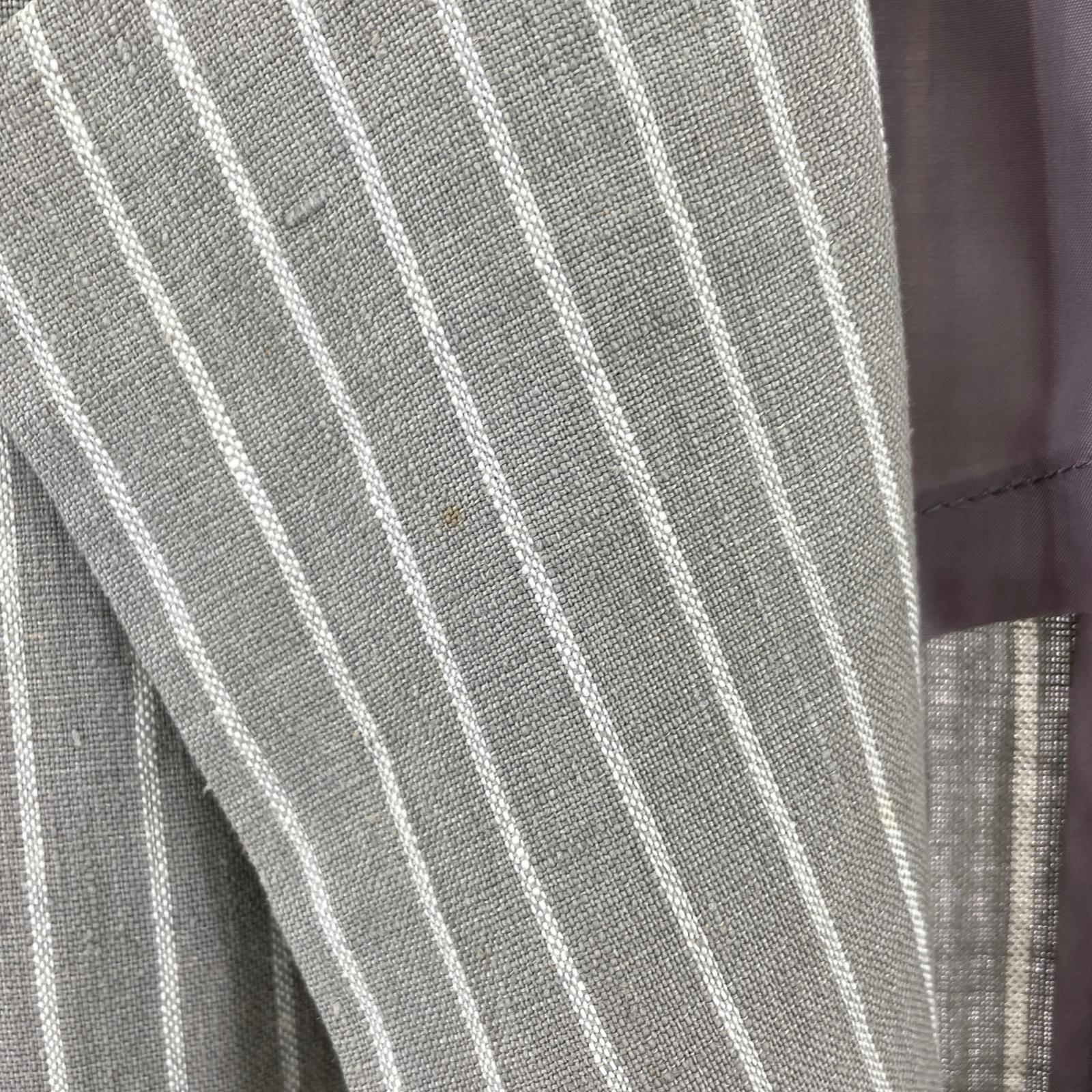 ジャケット COMME des GARCONS 80s リネン ストライプ ダブルブレストジャケット M グレー M ベージュ