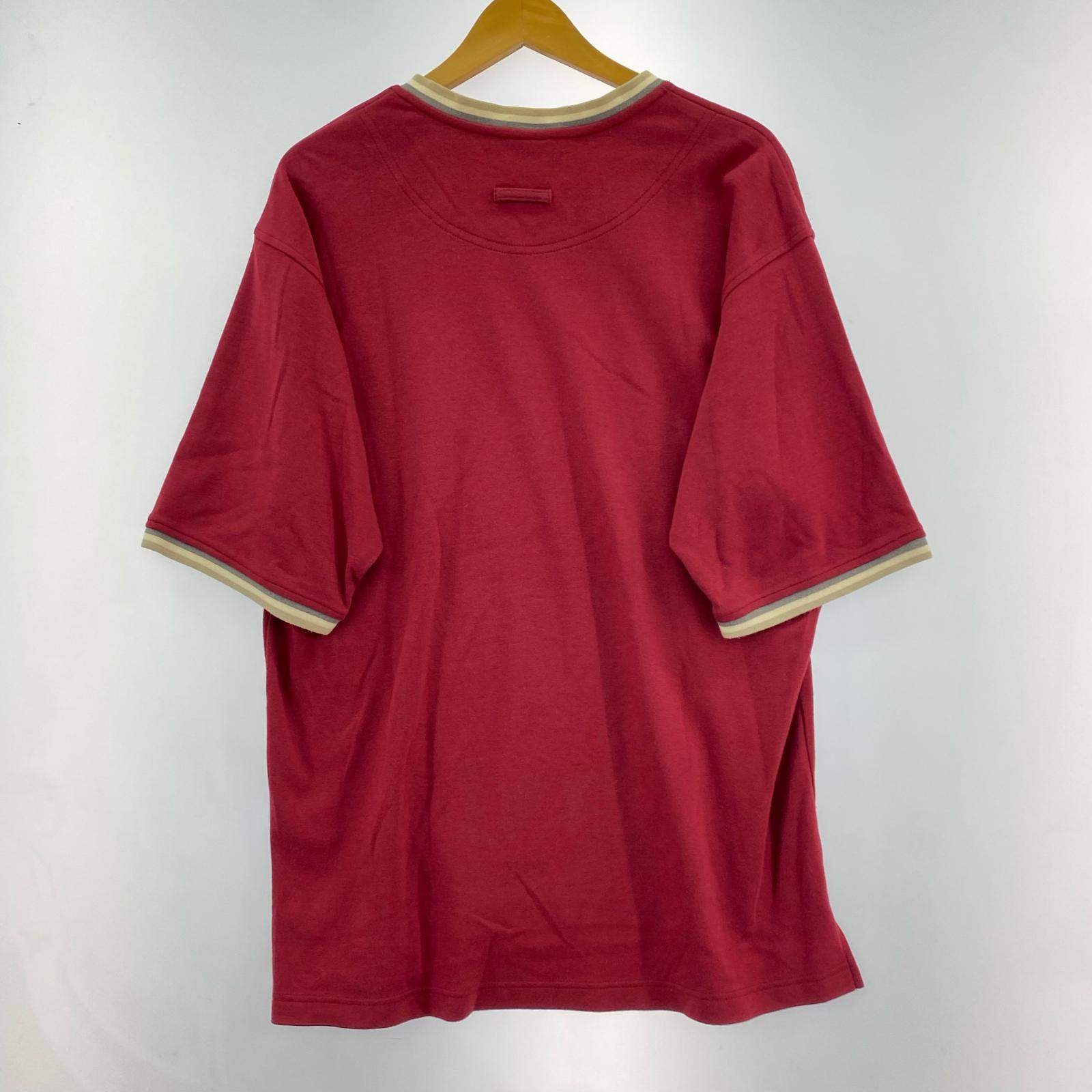 半袖Tシャツ Vネック ロゴ刺繍 赤 M M