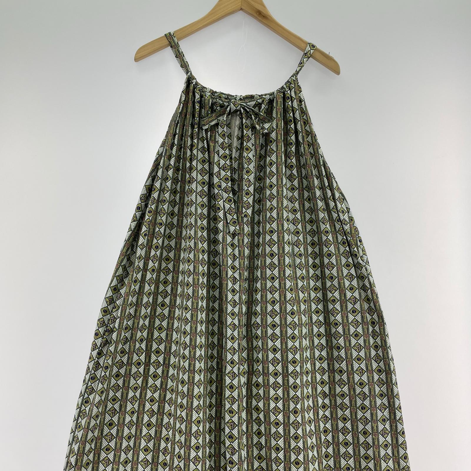 ワンピース COTTON BATIK MOTIF 総柄 38 グリーン