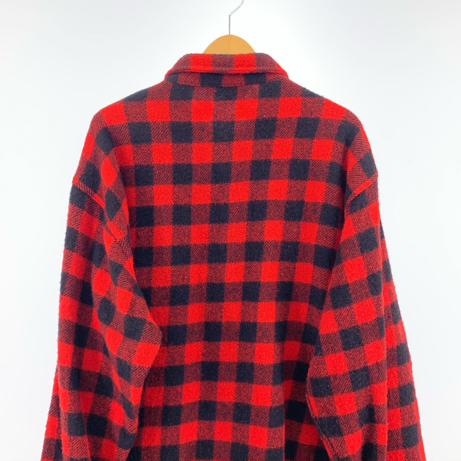 長袖シャツ チェック 赤黒 XXL レッド