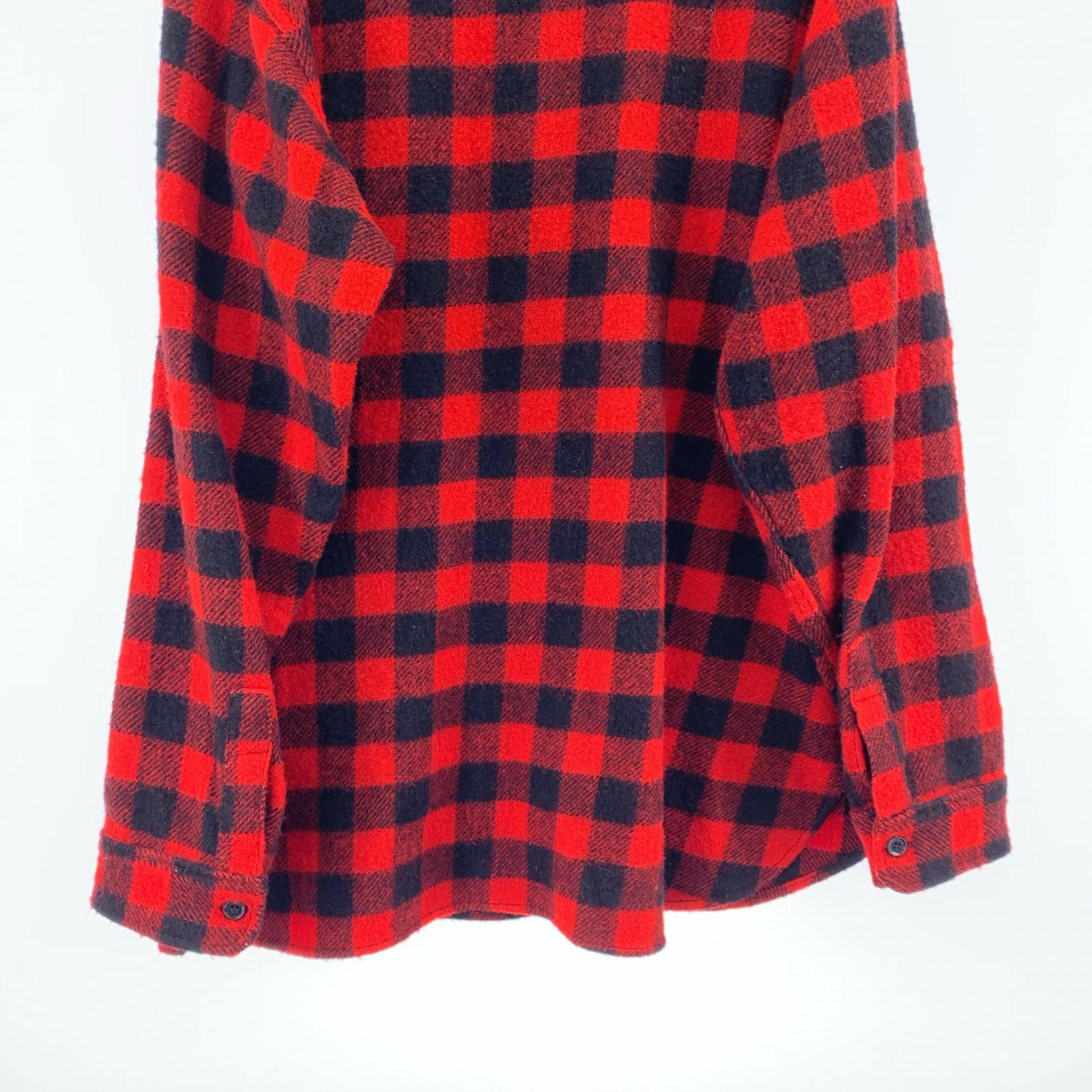 長袖シャツ チェック 赤黒 XXL レッド
