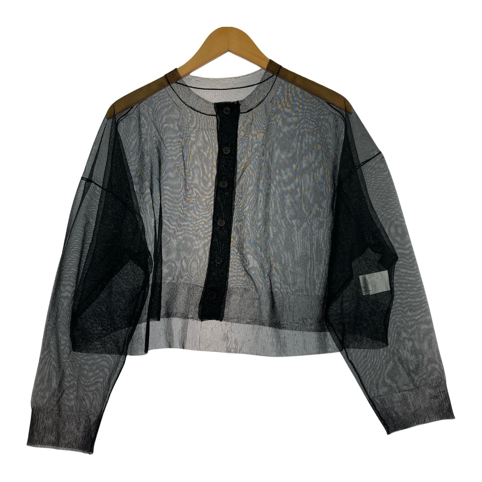 カーディガン SEE-THROUGH LONG SLEEVE CARDIGAN 2 ブラック