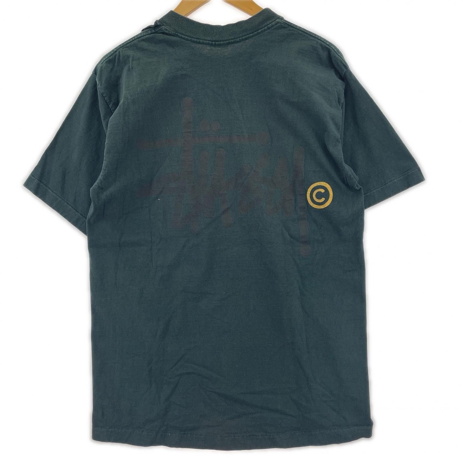 半袖Tシャツ 80’s 黒タグ バックロゴプリントTEE 深緑 L