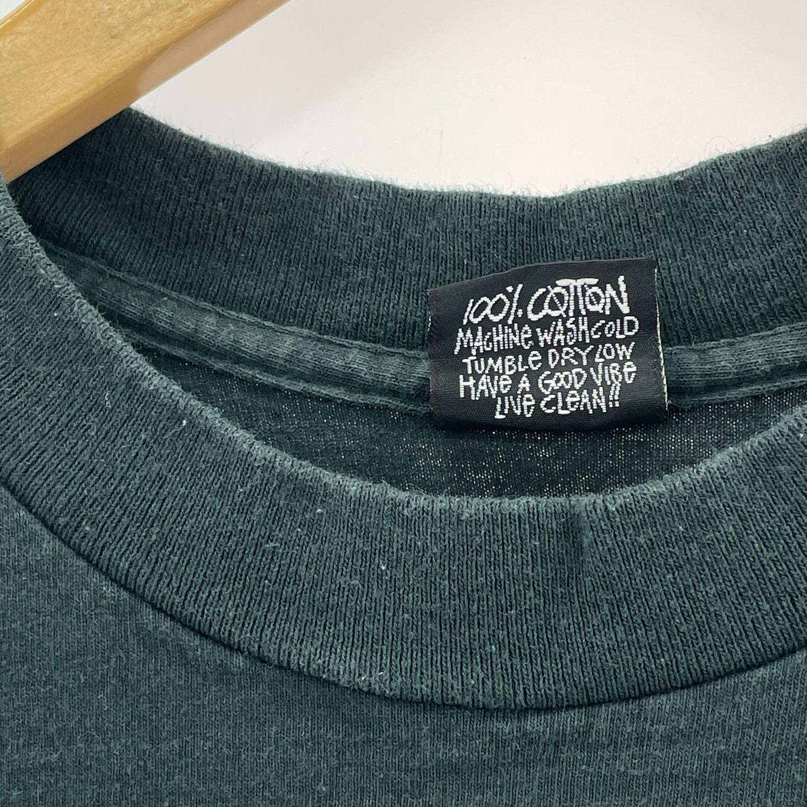 半袖Tシャツ 80’s 黒タグ バックロゴプリントTEE 深緑 L