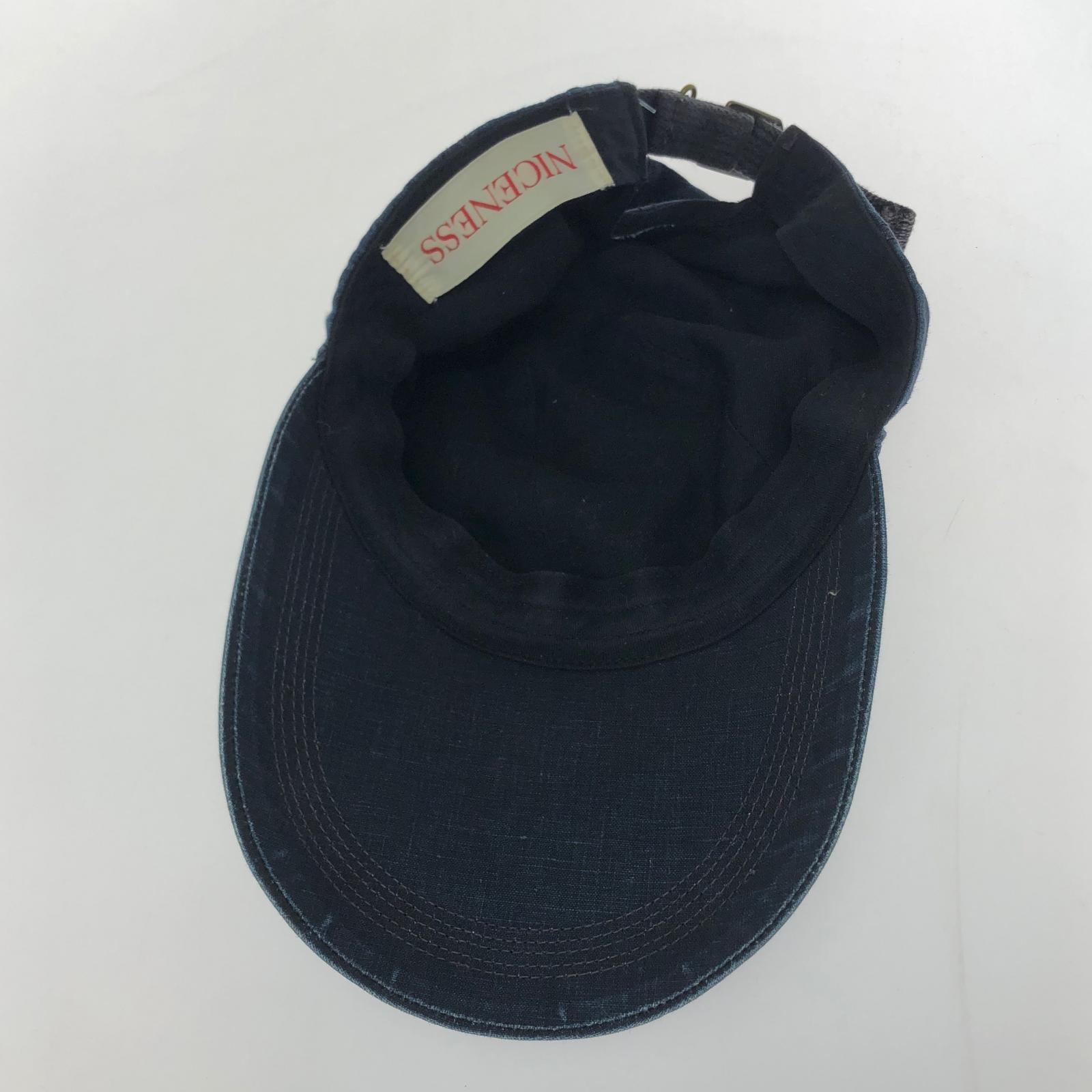 キャップ NICENESS リネン ロングビルキャップ インディゴ ネイビー