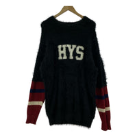 ニット HYS LOGOアップリケ フェザープルオーバー 黒 F フリー