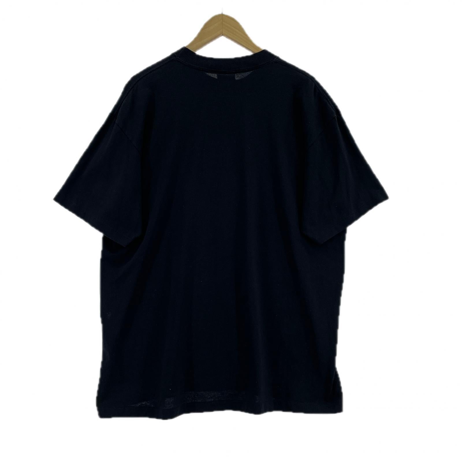 半袖Tシャツ 90s 3D EMBLEM バイカー ウルフ 黒 USA製 XL ブラック