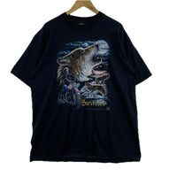 半袖Tシャツ 90s 3D EMBLEM バイカー ウルフ 黒 USA製 XL ブラック