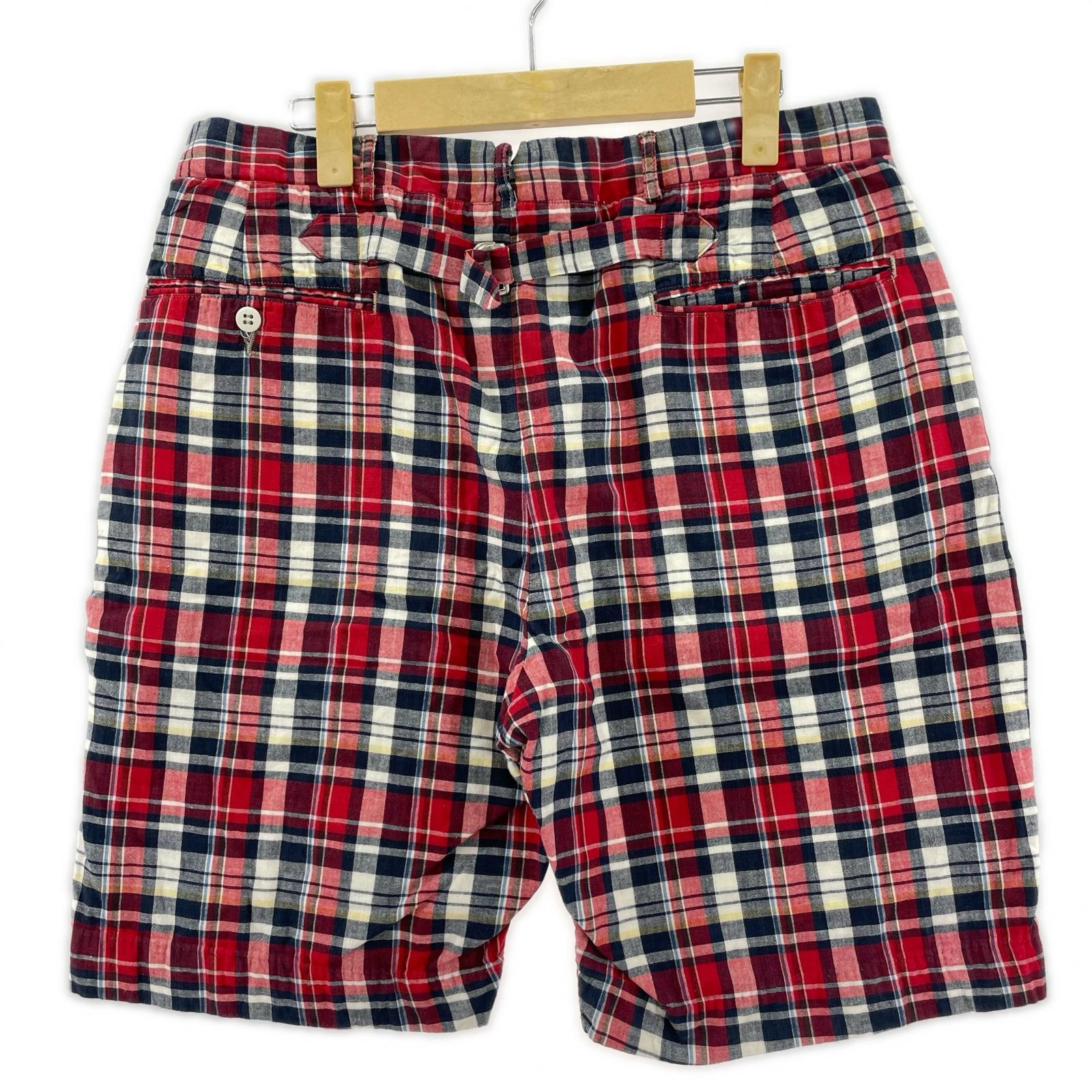 ショートパンツ WAREHOUSE チェックハーフパンツ 赤 (W32) 32 レッド
