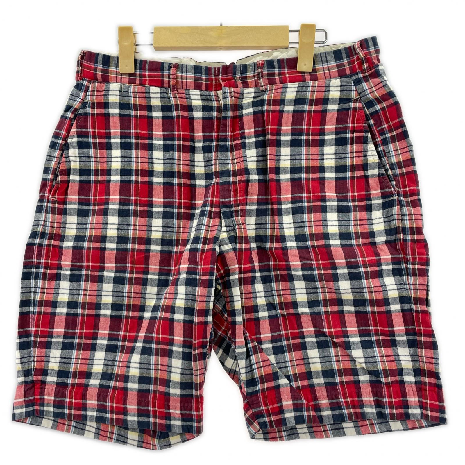 ショートパンツ WAREHOUSE チェックハーフパンツ 赤 (W32) 32 レッド