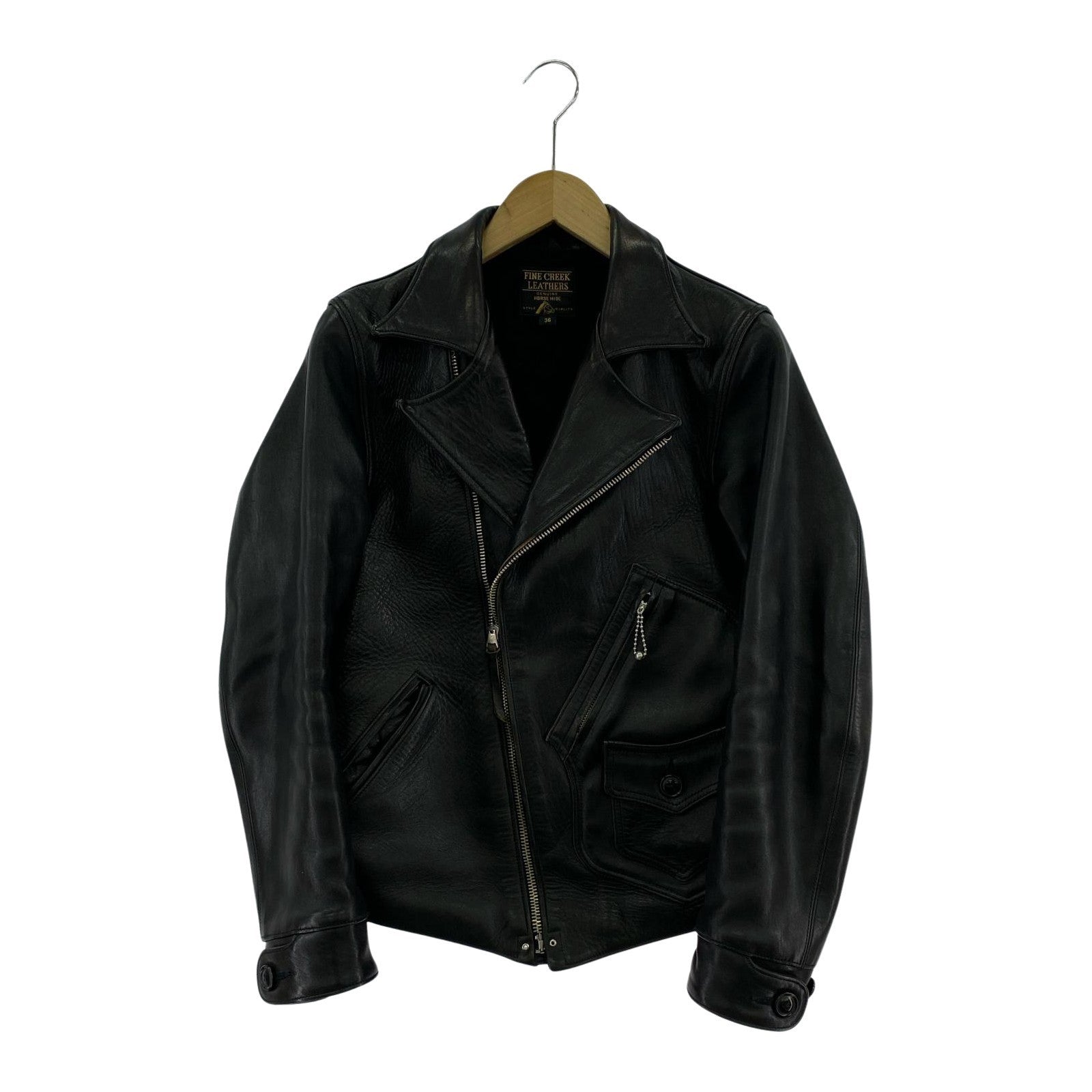 ライダースジャケット FINE CREEK LEATHERS ホースハイドライダース 36 ブラック