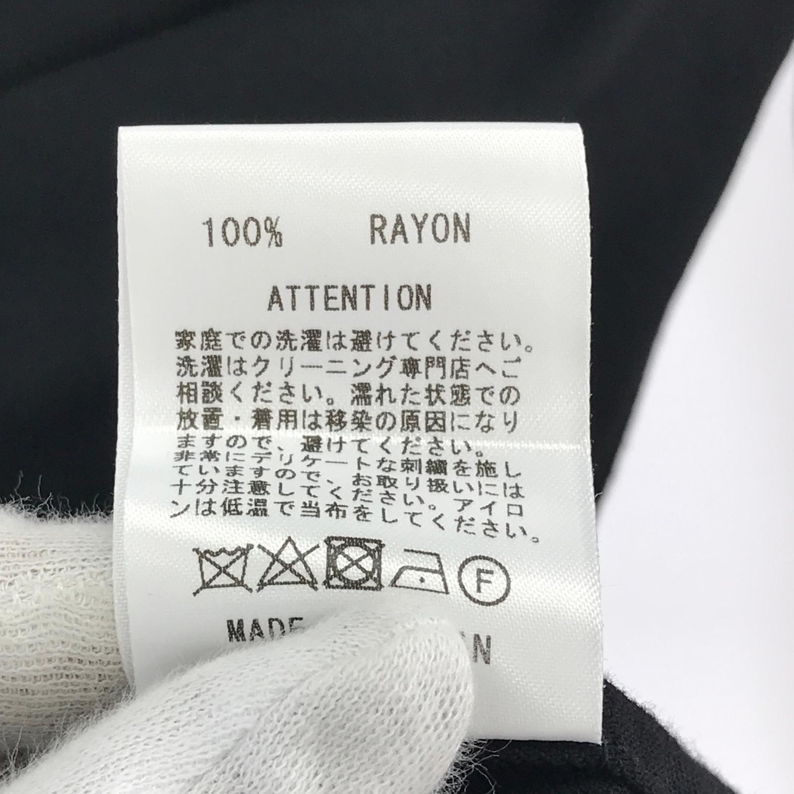 長袖シャツ ロゴ刺繍 オープンカラーシャツ レーヨン 5 ブラック
