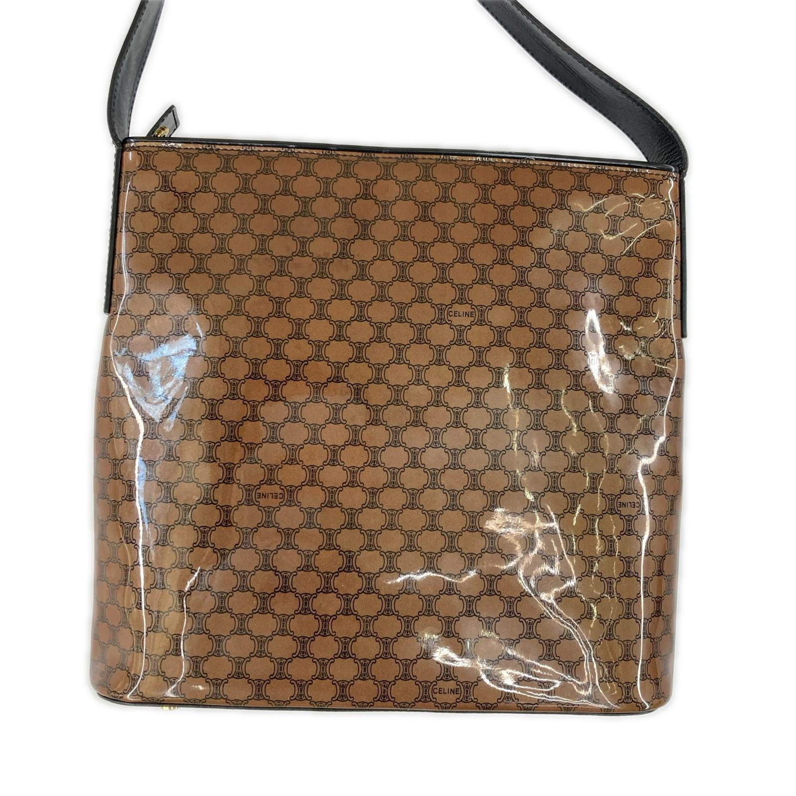 CELINE エナメル マカダム ショルダーバッグ